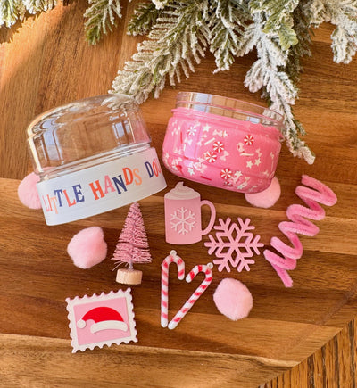 Pink Christmas Mini Playdough To-Go Jar